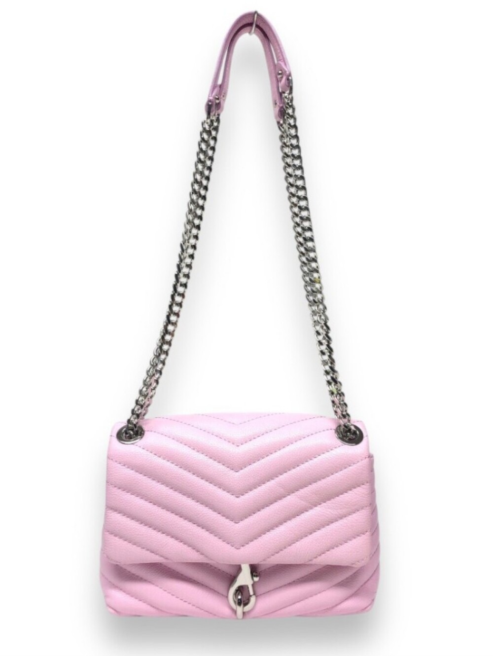 Rebecca Minkoff Edie Quilted Pink Shoulder Bag With Silver Chain Strap